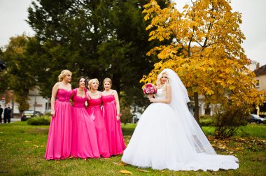 Dört nedime gelin ile eğleniyor 