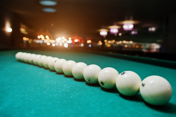 The russian billiards balls on the table in line — Stock Photo, Image