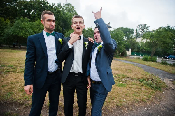 Trois amis, marié avec toiletteur s'amuser — Photo