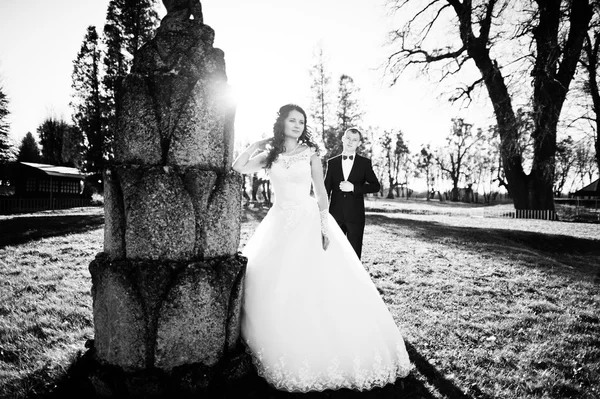 Güneş düğün çifte eski anıt kal — Stok fotoğraf
