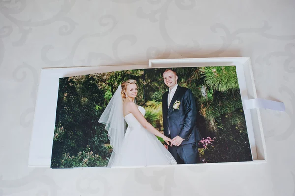 Düğün Fotoğraf kitap ile evlilik çift çift sayfalar — Stok fotoğraf