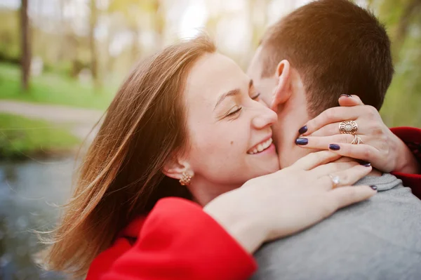 Sincere emotions and hugs of couple in love, close up. — Stock Photo, Image