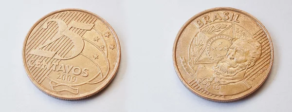 Uppsättning av 25 brasilianska centavos (2009) visar Manuel Deodoro da Fons — Stockfoto