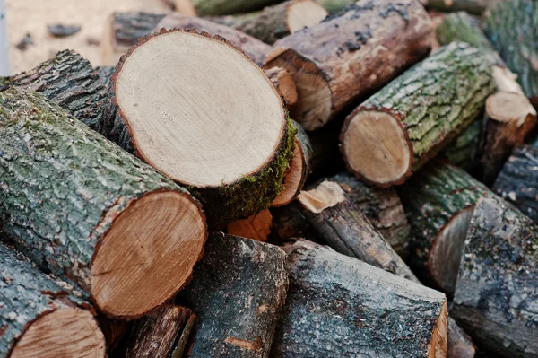 Un mucchio di legna tagliata, legno segato — Foto Stock