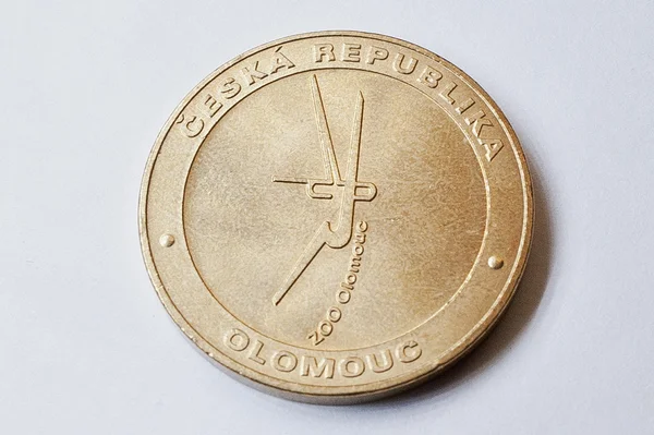 Corona de moneda (coronas CZK) República Checa muestra león de Olomouc — Foto de Stock