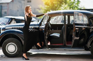 Parlak makyaj ile güzel seksi moda kız modeli Portresi
