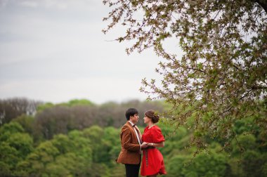 Aşk arka plan harika doğa ve manzara sevmek çift