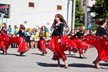 Bila, Ukrayna - 27 Mayıs 2016: Okul ile okul hattı mevcuttur 