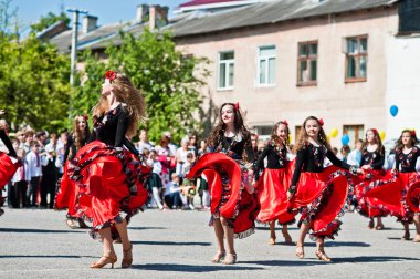 Bila, Ukrayna - 27 Mayıs 2016: Okul ile okul hattı mevcuttur 
