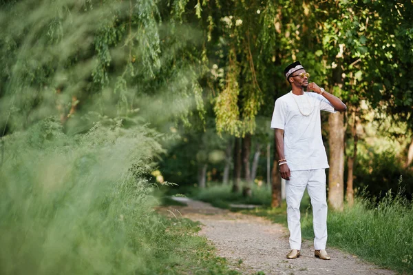 Retrato de homem americano africano preto elegante e rico em branco — Fotografia de Stock