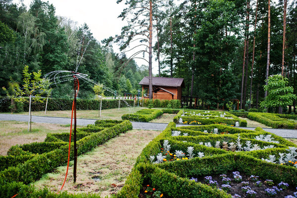 Equipment of watering lawn in park garden 