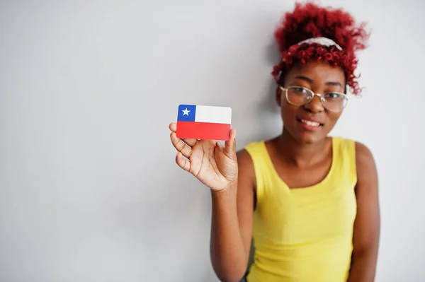 Africano Americano Mulher Com Cabelo Afro Usar Amarelo Singlet Óculos — Fotografia de Stock