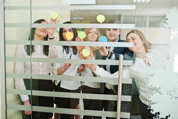 Junge Geschäftsleute Gruppe Von Bankangestellten Haben Treffen Und Arbeiten Modernen — Stockfoto