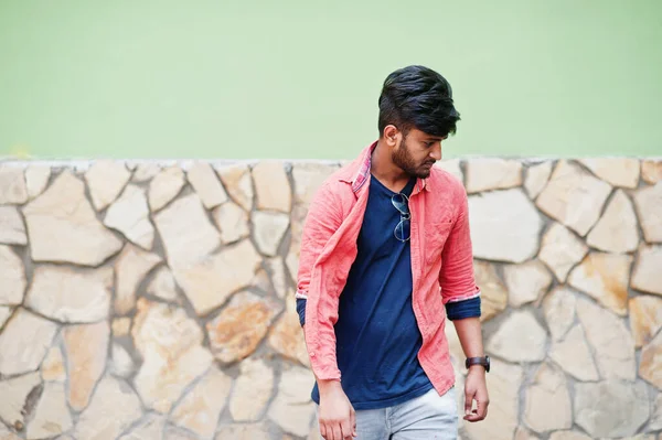 Portrait Young Stylish Indian Man Model Pose Street — Stock Photo, Image