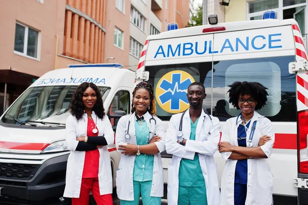 Group African Paramedic Ambulance Emergency Crew Doctors — Stock Photo, Image