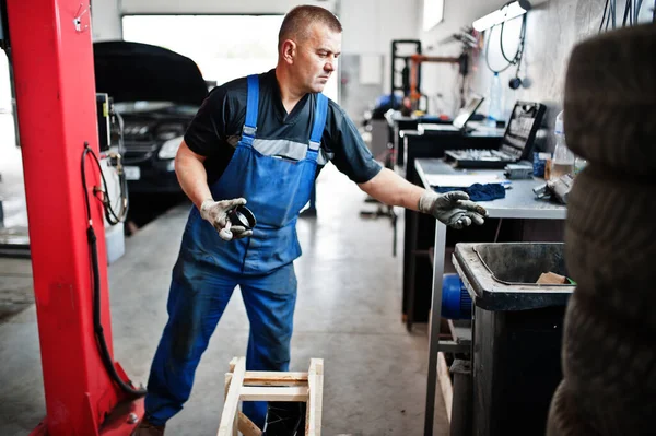 Auto Reparatie Onderhoud Thema Mechanisch Uniform Werken Auto Service — Stockfoto