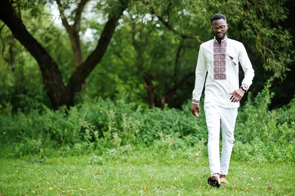 公園での伝統的な服のアフリカ人男性の肖像 — ストック写真