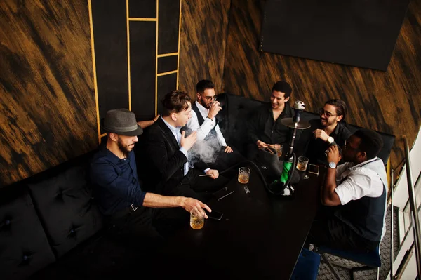 Group Handsome Retro Well Dressed Man Gangsters Spend Time Club — Stock Photo, Image