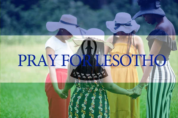 Προσευχήσου Για Τον Λεσότο Ομάδα Τεσσάρων Αφρικανών Γυναικών Που Κρατιούνται — Φωτογραφία Αρχείου