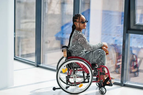 Young Disabled African American Woman Wheelchair Home — Stock Photo, Image