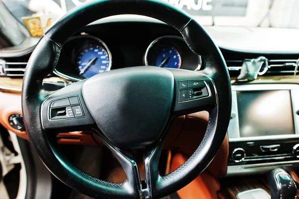 Volante Auto Interno Del Trasporto Lusso — Foto Stock