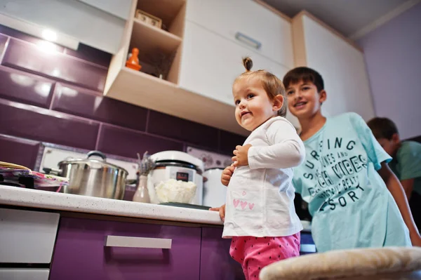 Kids Cooking Kitchen Happy Children Moments — Stock Photo, Image