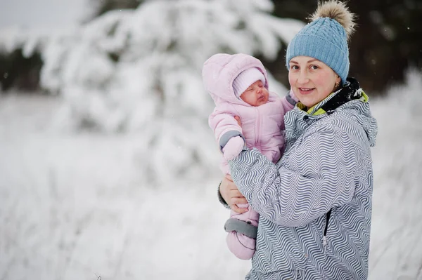 Mother Baby Girl Todler Winter Day — Stock Photo, Image