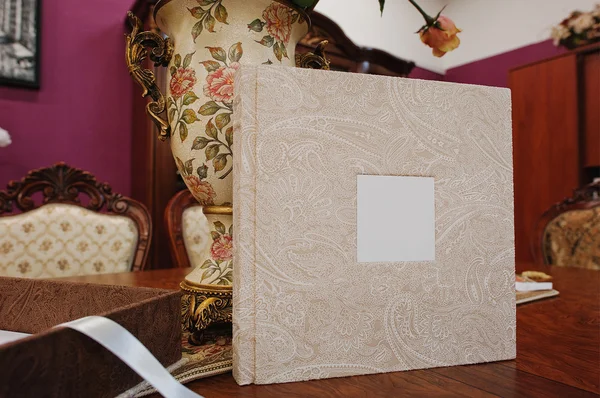 Textile vintage wedding photo book album — Stock Photo, Image