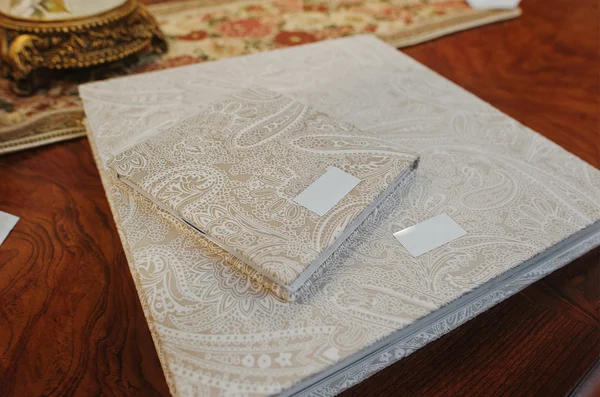 Textile vintage wedding photo book album — Stock Photo, Image