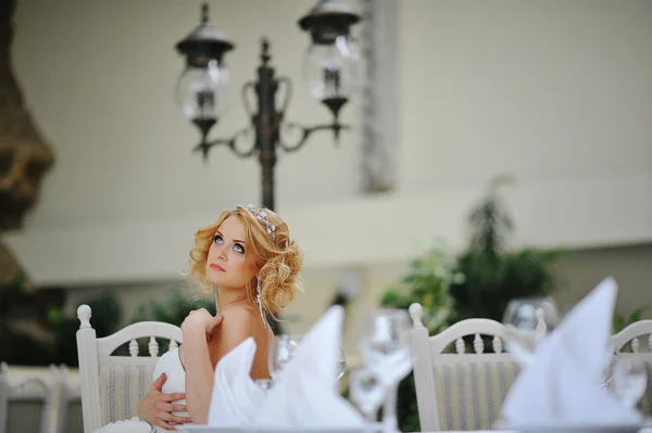 Young beautiful blonde model bride — Stock Photo, Image