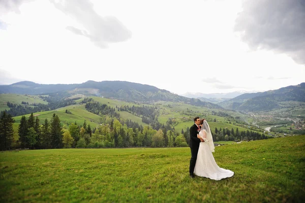 Wedding couple in the Carpathian Mountains — Stock Photo, Image