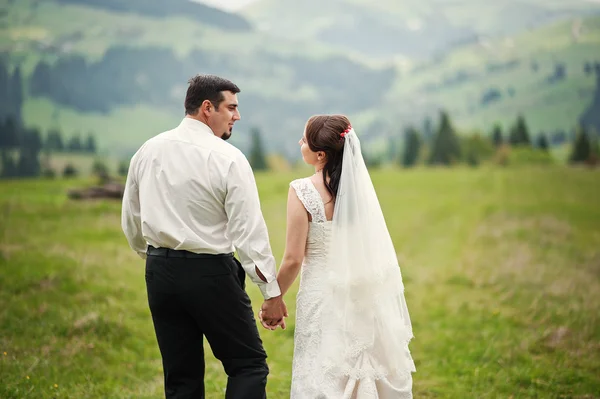 Wedding couple in the Carpathian Mountains — Stock Photo, Image