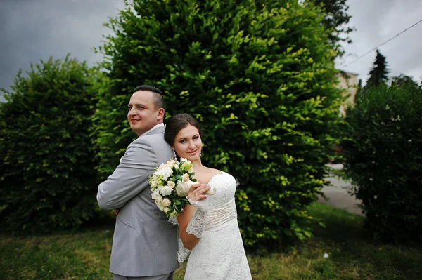 Recém-casados no dia do casamento — Fotografia de Stock