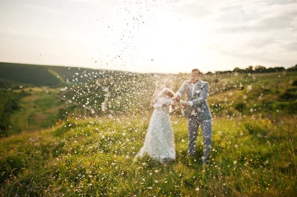 Éclaboussures de champagne et de mariage — Photo