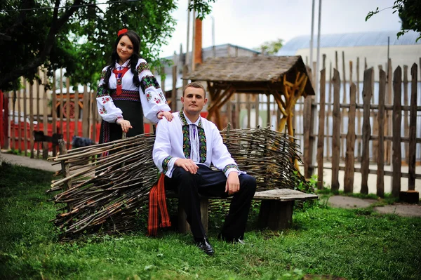 Young couple on national dress — Stock Photo, Image