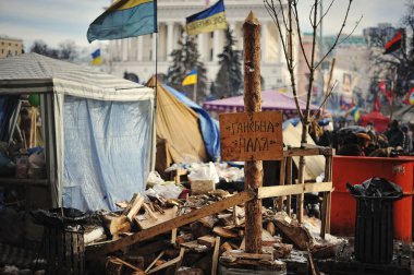 Kiev, Ukrayna - Ocak 2014: Euromaidan. Devrim özgürlük.