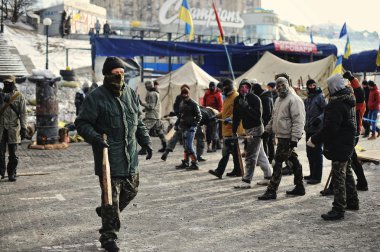Kiev, Ukrayna - Ocak 2014: Euromaidan. Devrim özgürlük.