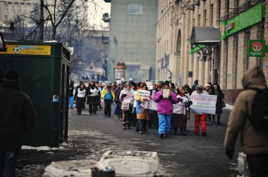 Kiev, Ukrayna - Ocak 2014: Euromaidan. Devrim özgürlük.