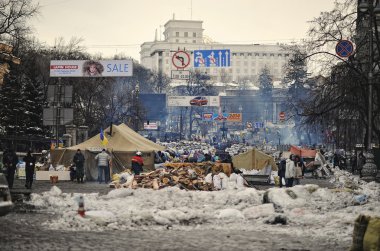 Kiev, Ukrayna - Ocak 2014: Euromaidan. Devrim özgürlük.