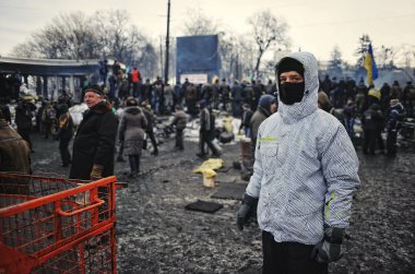 Kiev, Ukrayna - Ocak 2014: Euromaidan. Devrim özgürlük.