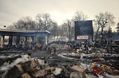 Kiev, Ukrayna - Ocak 2014: Euromaidan. Devrim özgürlük.