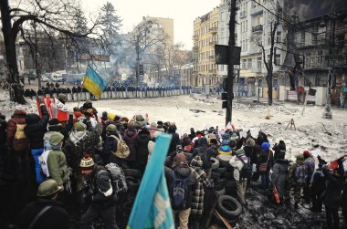 Kiev, Ukrayna - Ocak 2014: Euromaidan. Devrim özgürlük.