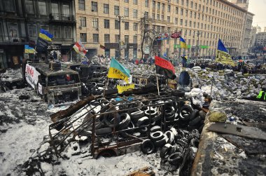 Kiev, Ukrayna - Ocak 2014: Euromaidan. Devrim özgürlük.