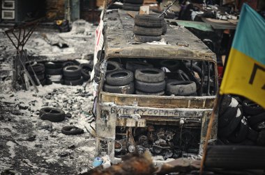 Kiev, Ukrayna - Ocak 2014: Euromaidan. Devrim özgürlük.