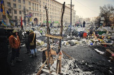 Kiev, Ukrayna - Ocak 2014: Euromaidan. Devrim özgürlük.