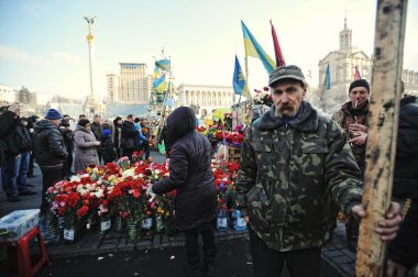 Kiev, Ukrayna - Şubat 2014: Euromaidan. Devrim özgürlük