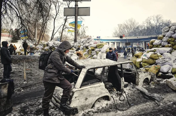 Kijów, Ukraina - styczeń 2014: Euromaidan. Rewolucja wolności. — Zdjęcie stockowe