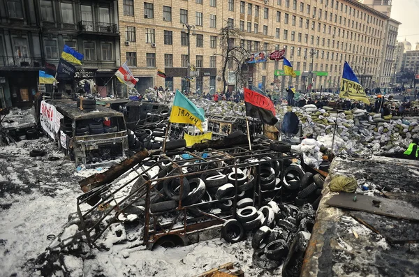 Kijów, Ukraina - styczeń 2014: Euromaidan. Rewolucja wolności. — Zdjęcie stockowe