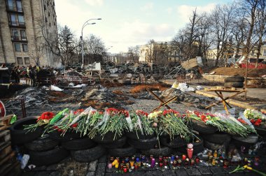 Kiev, Ukrayna - Şubat 2014: Euromaidan. Devrim özgürlük
