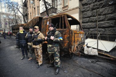 Kiev, Ukrayna - Şubat 2014: Euromaidan. Devrim özgürlük